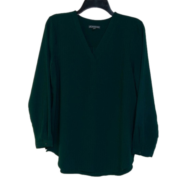Adrianna Papell Tops - Adrianna Papell Forest/Dark Green V-Neck Long Sleeve Blouse Top Tunic - Sz Med